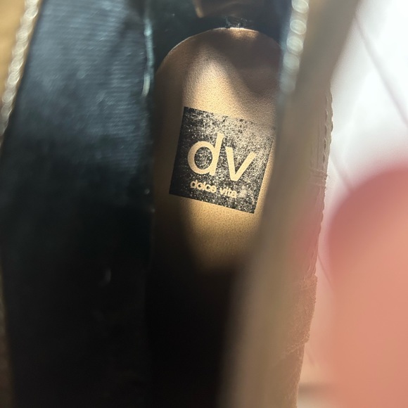 Dolce Vita Sz 8.5 Ankle Boots Wedge Bootie Tan Taupe Brown Suede High Heel boho - Picture 5 of 8